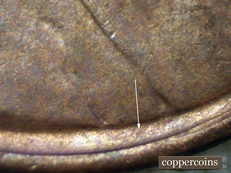 Die-stage B marker on 1937D•1MM•006 (1937 Repunched Mint Mark).