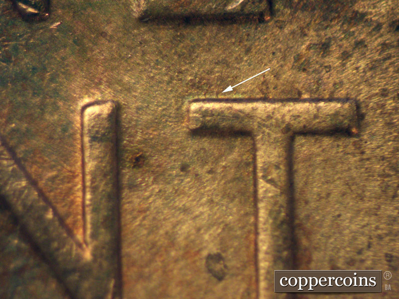 Die-stage B marker on 1937D•1MM•006 (1937 Repunched Mint Mark).
