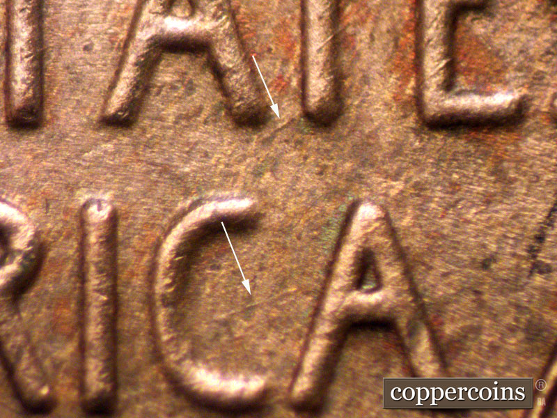 Die-stage B marker on 1937D•1MM•006 (1937 Repunched Mint Mark).