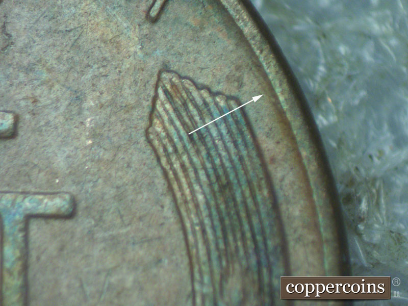 Die-stage A marker on 1937D•1MM•007 (1937 Repunched Mint Mark).