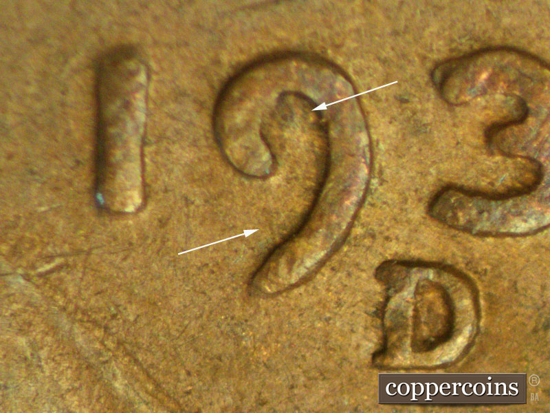 Die-stage C marker on 1937D•1MM•011 (1937 Repunched Mint Mark).