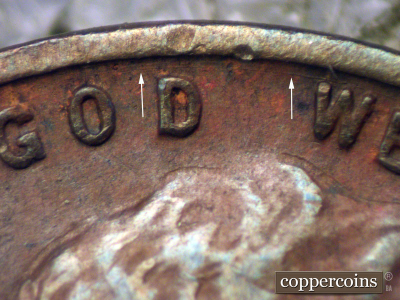 Die-stage B marker on 1937D•1MM•012 (1937 Repunched Mint Mark).