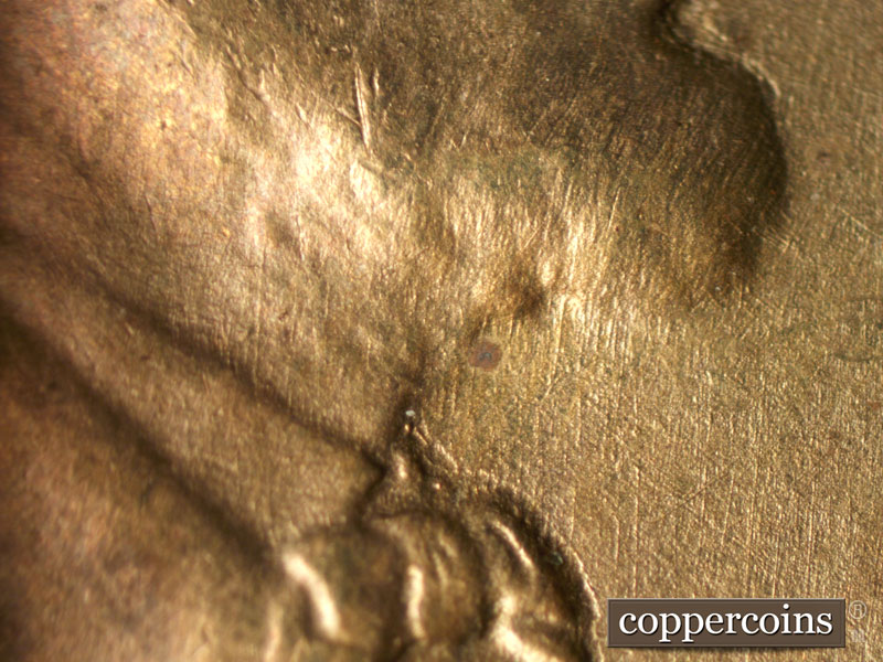 Die-stage B marker on 1937P•1DO•003 (1937 Doubled Die Obverse).