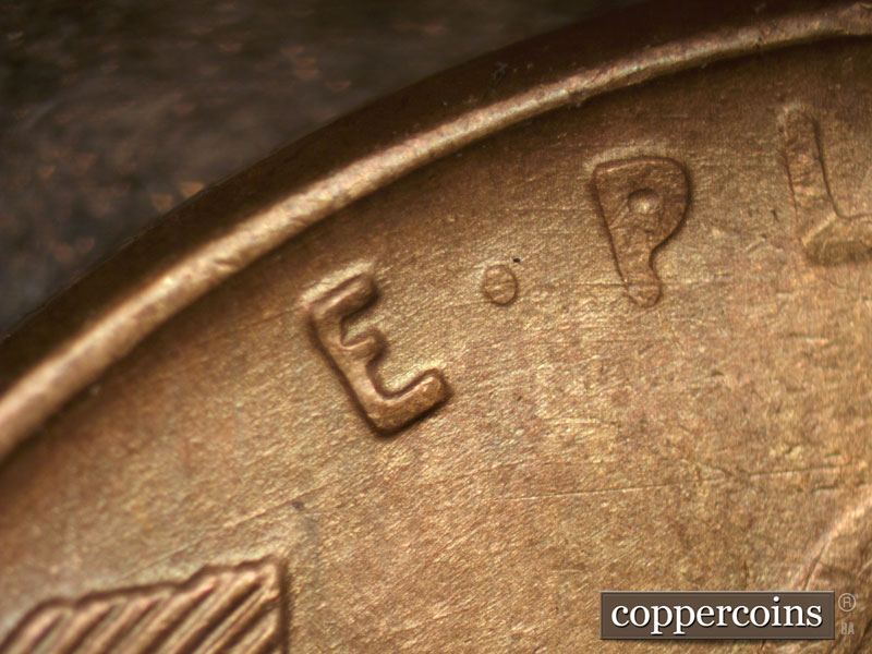 Die-stage B marker on 1937P•1DO•003 (1937 Doubled Die Obverse).