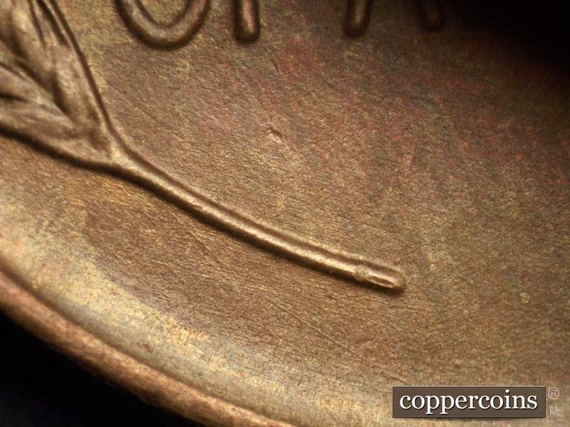 Die-stage B marker on 1937P•1DO•003 (1937 Doubled Die Obverse).