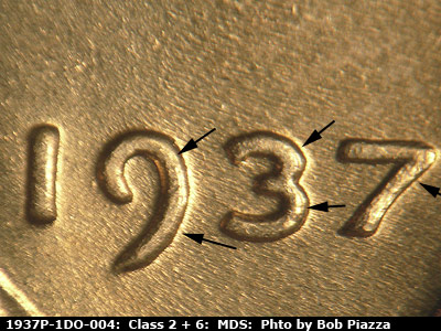 1937 Lincoln cent obverse, CopperCoins die 1937P•1DO•004.