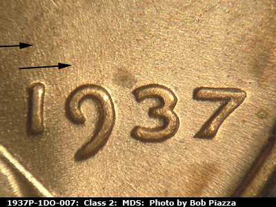 1937 Lincoln cent obverse, CopperCoins die 1937P•1DO•007.