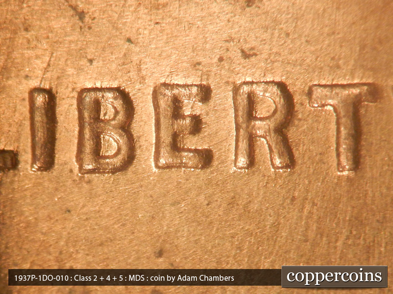 1937 Lincoln cent obverse, CopperCoins die 1937P•1DO•010.