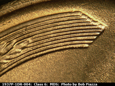 1937 Lincoln cent obverse, CopperCoins die 1937P•1DR•004.