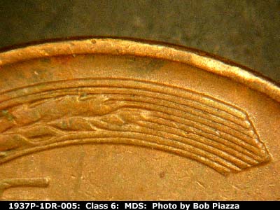 1937 Lincoln cent obverse, CopperCoins die 1937P•1DR•005.
