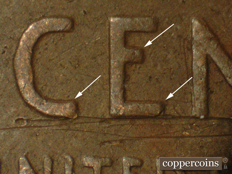Die-stage C marker on 1937P•1DR•006 (1937 Doubled Die Reverse).