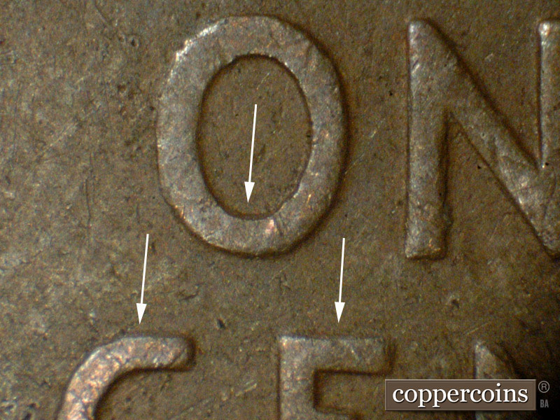 Die-stage C marker on 1937P•1DR•006 (1937 Doubled Die Reverse).