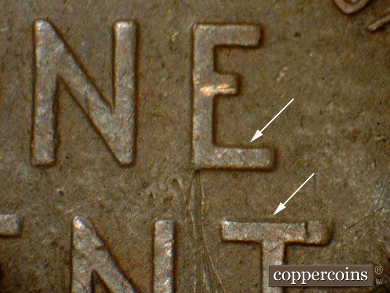 Die-stage C marker on 1937P•1DR•006 (1937 Doubled Die Reverse).