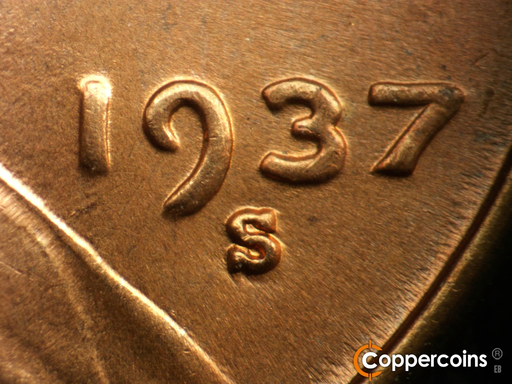 Die-stage B marker on 1937S•1DO•002 showing Doubling shows on date.