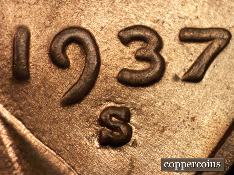 Die-stage C marker on 1937S•1DO•003 (1937 Doubled Die Obverse).