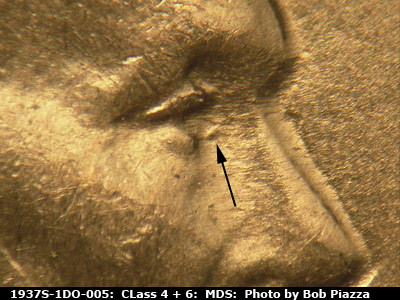 1937 Lincoln cent obverse, CopperCoins die 1937S•1DO•005.