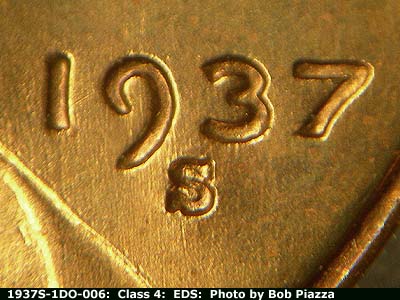 Die-stage A marker on 1937S•1DO•006 (1937 Doubled Die Obverse).