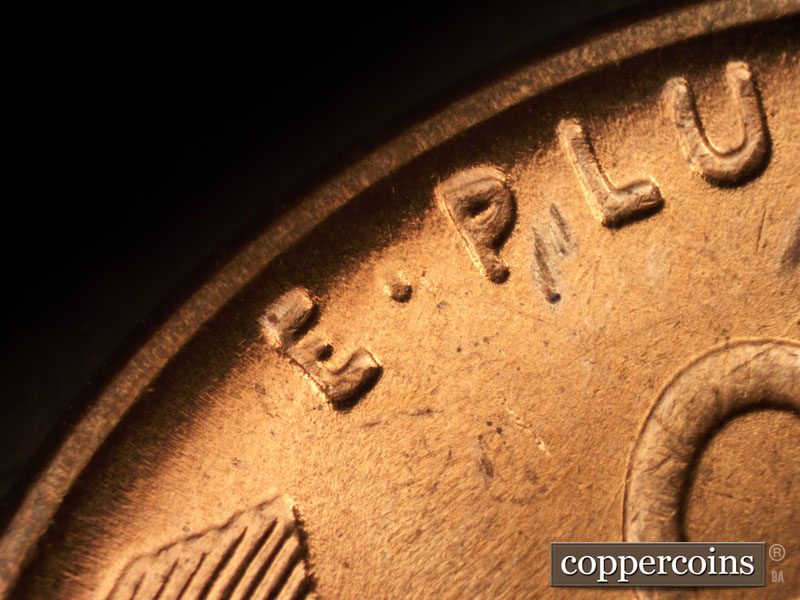 Die-stage C marker on 1938D•1DR•002 (1938 Doubled Die Reverse).