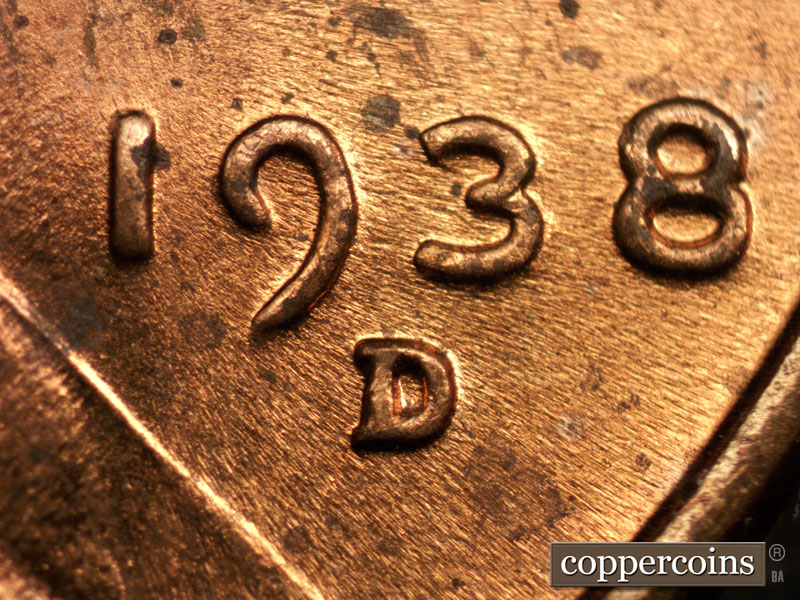 Die-stage C marker on 1938D•1DR•002 (1938 Doubled Die Reverse).