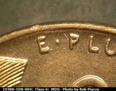 1938 Lincoln cent obverse, CopperCoins die 1938D•1DR•004.