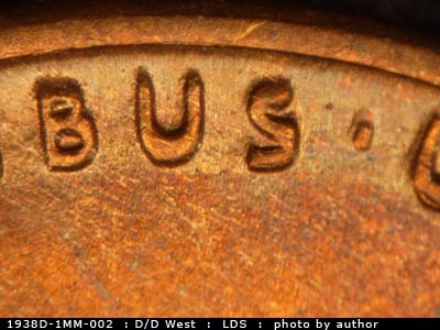 Die-stage C marker on 1938D•1MM•002 (1938 Repunched Mint Mark).