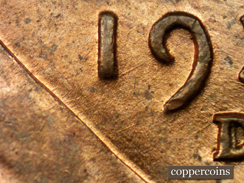 Die-stage B marker on 1938D•1MM•004 (1938 Repunched Mint Mark).