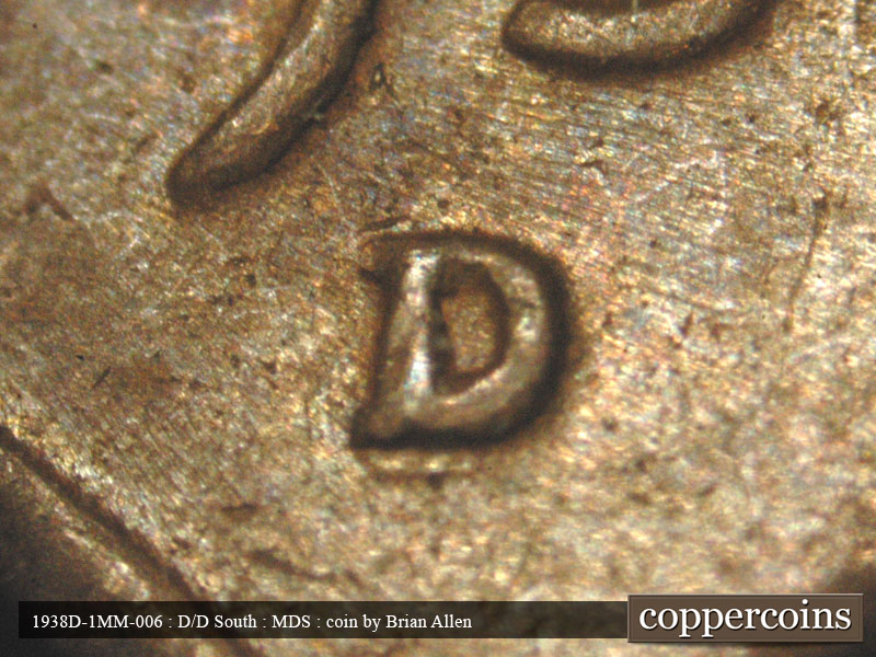 1938 Lincoln cent obverse, CopperCoins die 1938D•1MM•006.