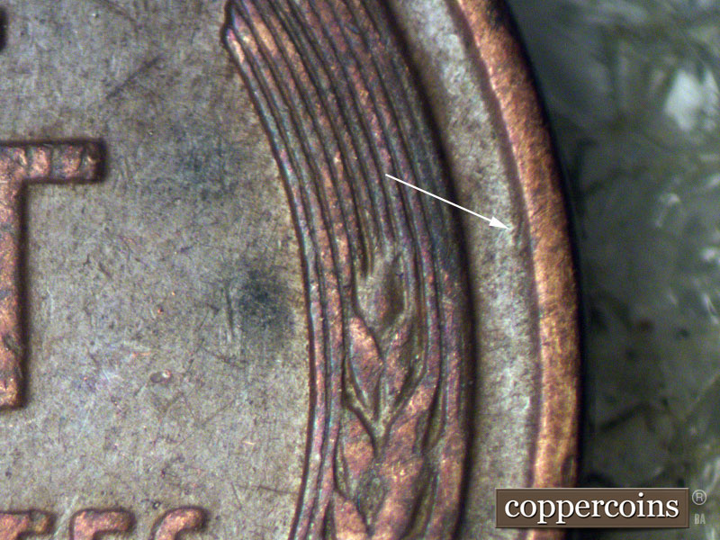 Die-stage A marker on 1938D•1MM•008 (1938 Repunched Mint Mark).