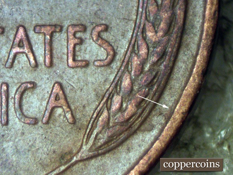 Die-stage A marker on 1938D•1MM•008 (1938 Repunched Mint Mark).