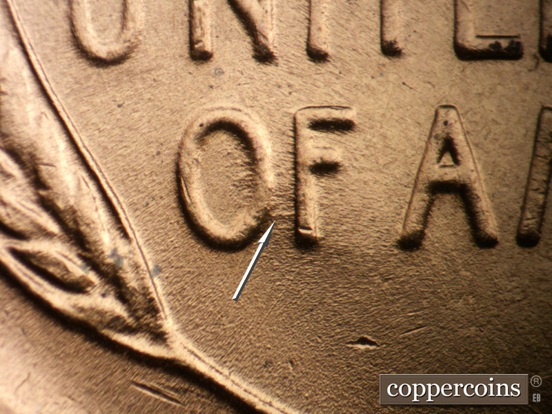 Die-stage B marker on 1938D•1MM•009 (1938 Repunched Mint Mark).