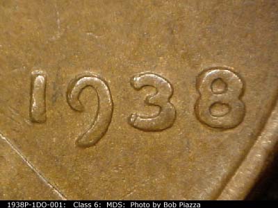 1938 Lincoln cent obverse, CopperCoins die 1938P•1DO•001.