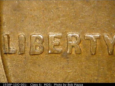 Die-stage B marker on 1938P•1DO•001 (1938 Doubled Die Obverse).