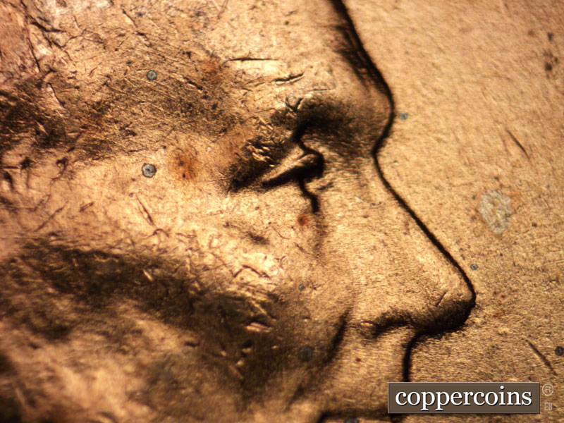 1938 Lincoln cent obverse, CopperCoins die 1938P•1DO•003.