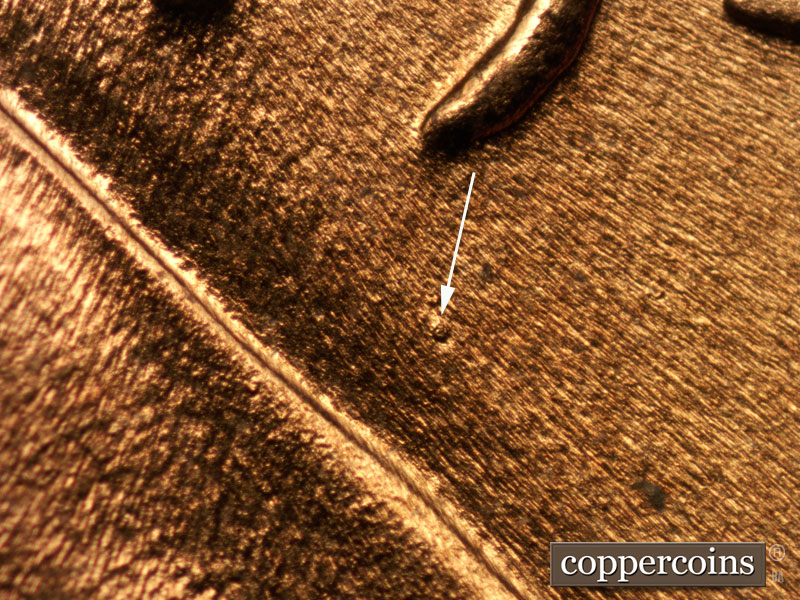 Die-stage C marker on 1938P•1DR•001 (1938 Doubled Die Reverse).
