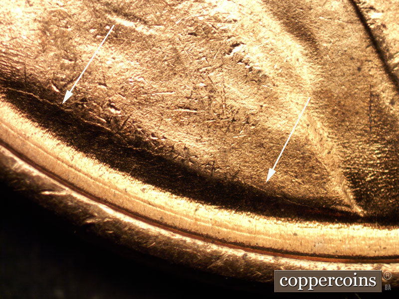 Die-stage C marker on 1938P•1DR•001 (1938 Doubled Die Reverse).