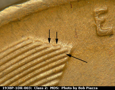 1938 Lincoln cent obverse, CopperCoins die 1938P•1DR•003.