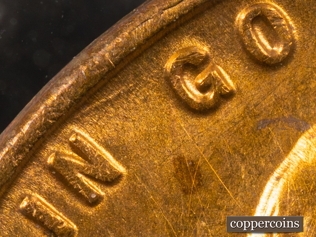 Die-stage F marker on 1938S•1MM•001 showing Die Gouge faded but still very visible.