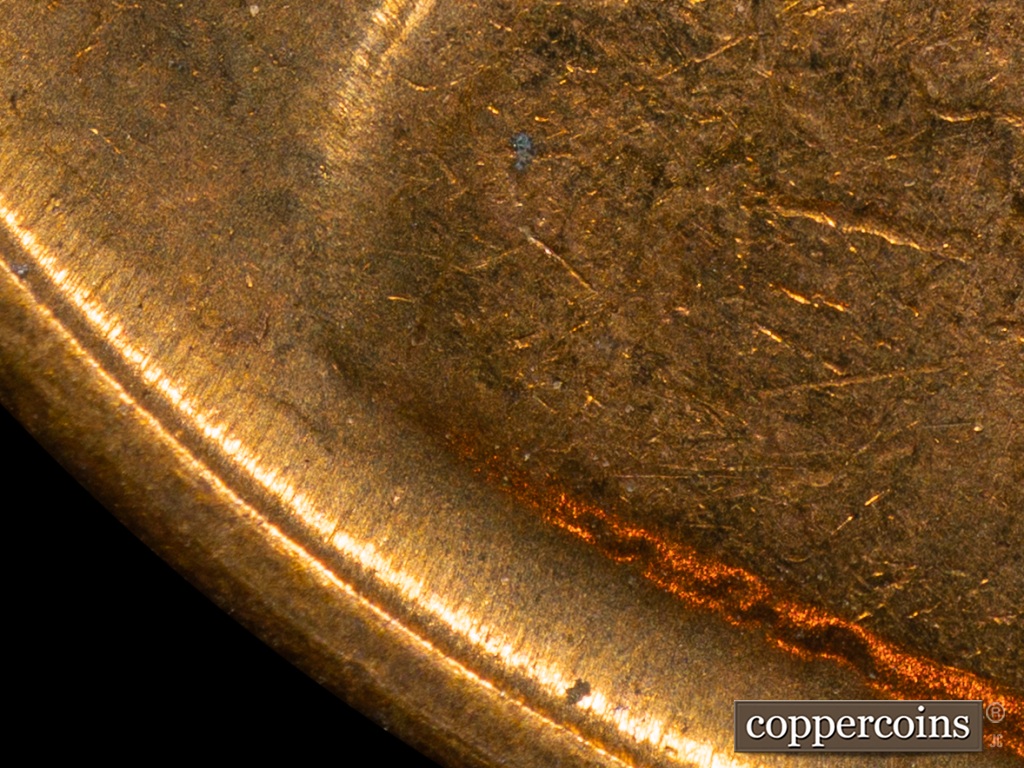 Die-stage H marker on 1938S•1MM•001 showing Die Gouge left of bust is still visible.