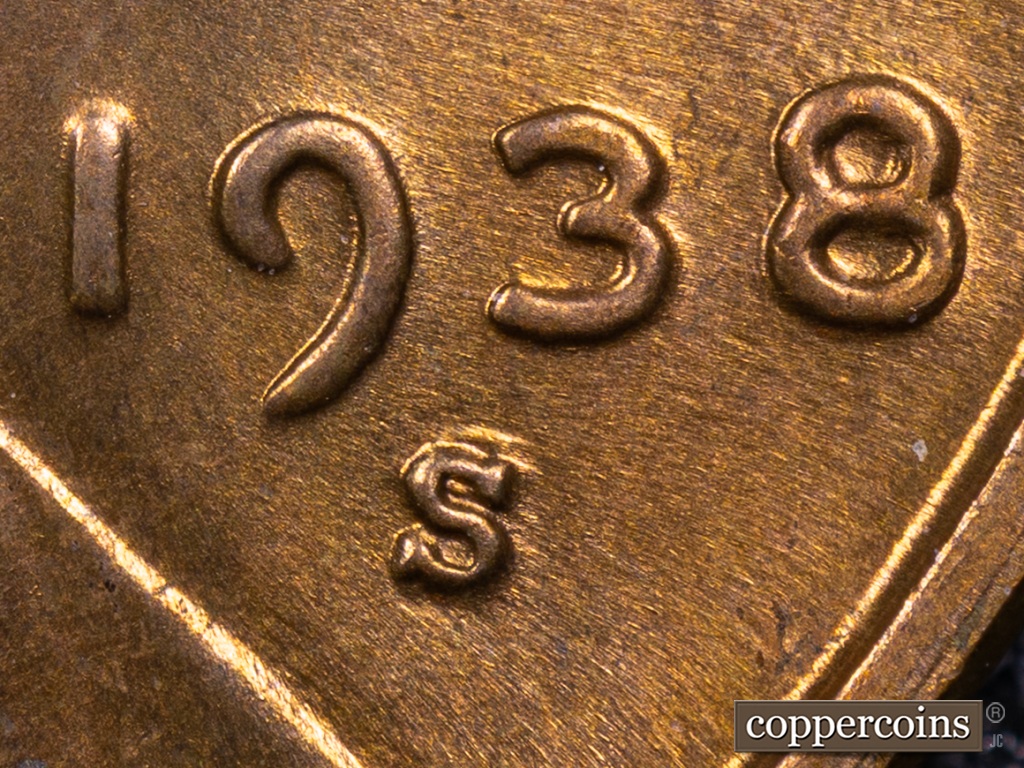 Die-stage E marker on 1938S•1MM•001 showing Date and MM.