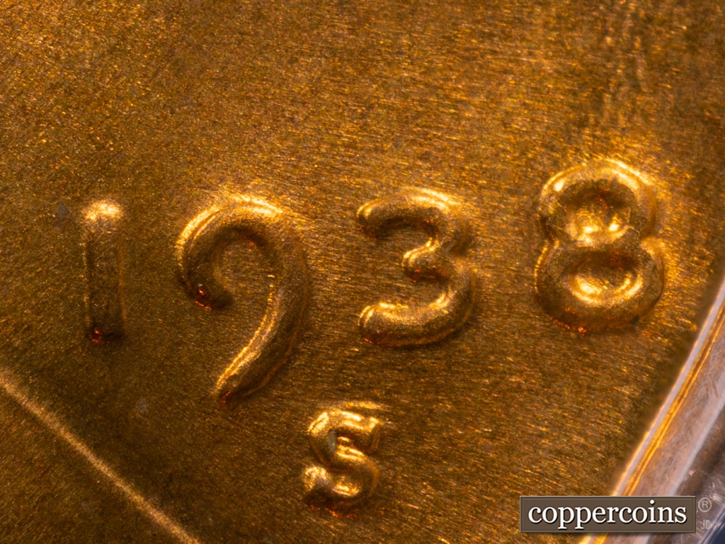 Die-stage G marker on 1938S•1MM•001 showing Secondary MM is really faint.