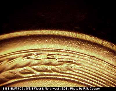 Die-stage A marker on 1938S•1MM•002 (1938 Repunched Mint Mark).