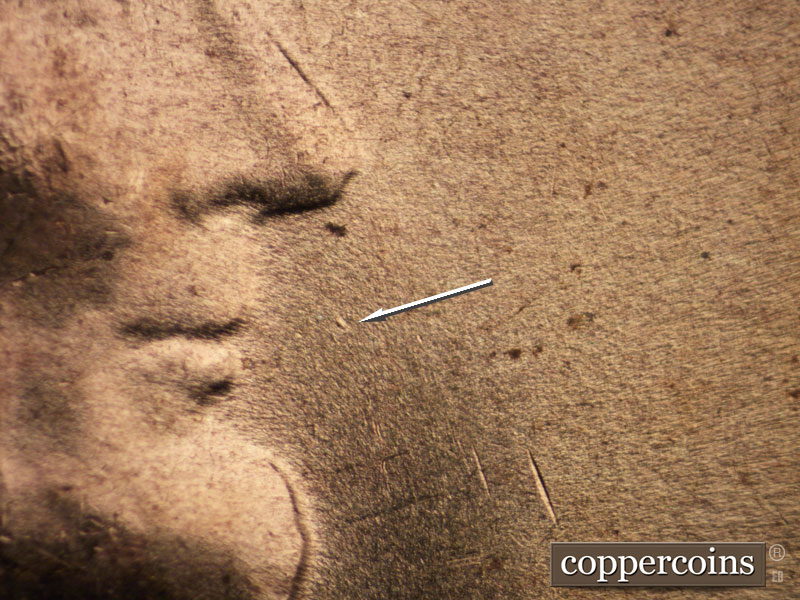 Die-stage B marker on 1938S•1MM•002 (1938 Repunched Mint Mark).