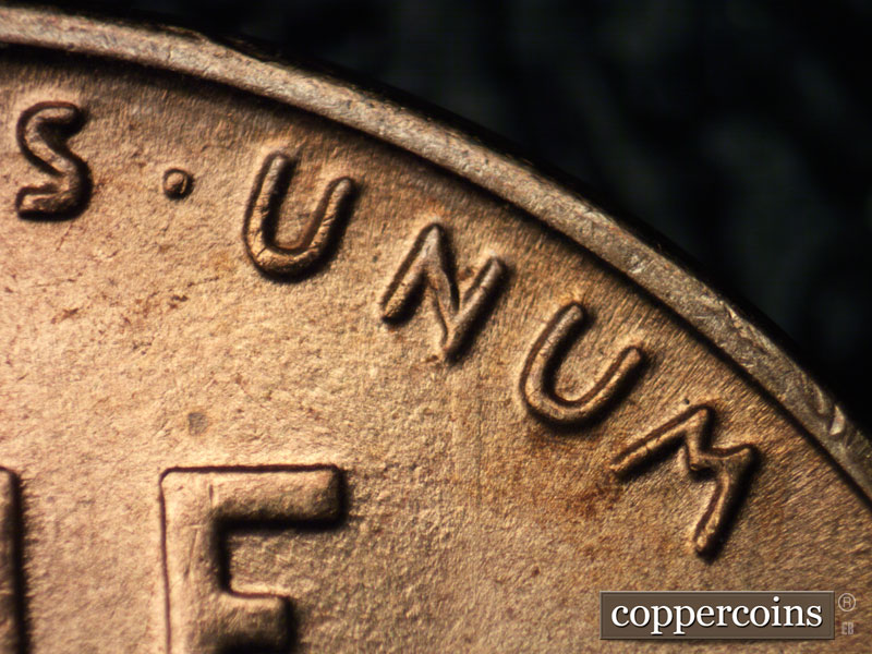 Die-stage B marker on 1938S•1MM•002 (1938 Repunched Mint Mark).