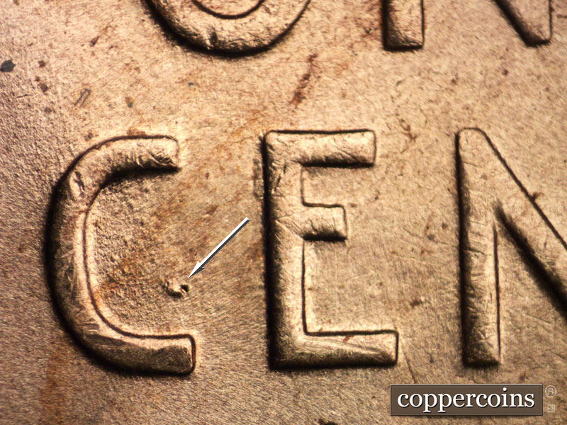 Die-stage B marker on 1938S•1MM•002 (1938 Repunched Mint Mark).