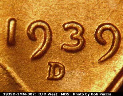 1939 Lincoln cent obverse, CopperCoins die 1939D•1MM•002.