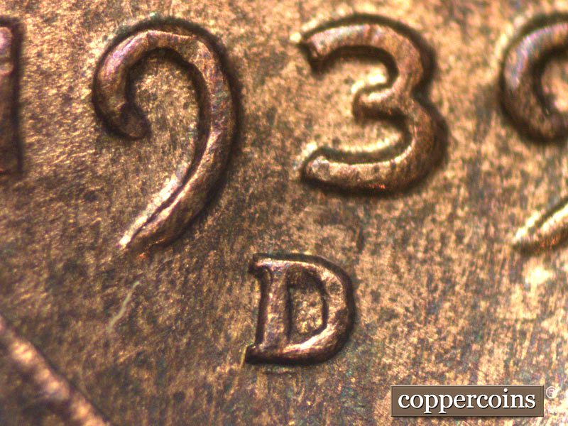 Die-stage B marker on 1939D•1MM•003 (1939 Repunched Mint Mark).