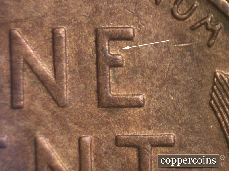 Die-stage B marker on 1939D•1MM•003 (1939 Repunched Mint Mark).