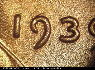 Die-stage C marker on 1939P•1DO•001 (1939 Doubled Die Obverse).