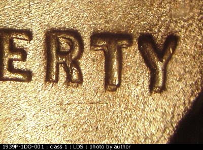 Die-stage C marker on 1939P•1DO•001 (1939 Doubled Die Obverse).