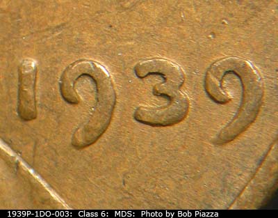 1939 Lincoln cent obverse, CopperCoins die 1939P•1DO•003.